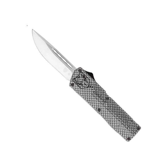Picture of  Cobratec Knives Cfctlwdns Lightweight  3.25" Otf Drop Point Plain D2 Steel Blade/Carbon Fiber Aluminum Handle Includes Pocket Clip