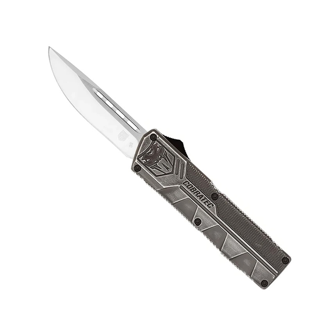 Picture of  Cobratec Knives Swctlwdns Lightweight  3.25" Otf Drop Point Plain D2 Steel Blade/Stonewashed Aluminum Handle Includes Pocket Clip