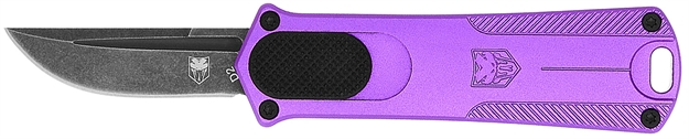 Picture of  Cobratec Knives Cali952purdns California 952 *Ca Compliant 1.75" Otf Drop Point Plain Black Stonewashed D2 Steel Blade, 3" Purple Anodized Aluminum Handle