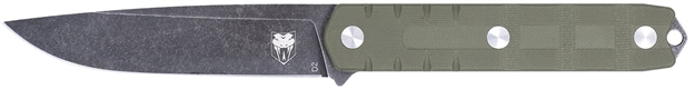 Picture of  Cobratec Knives Ctowodgdns Outdoor Warrior 4.50" Fixed Drop Point Plain Stonewashed D2 Steel Blade, 4.75" OD Green Textured G10 Scales Handle