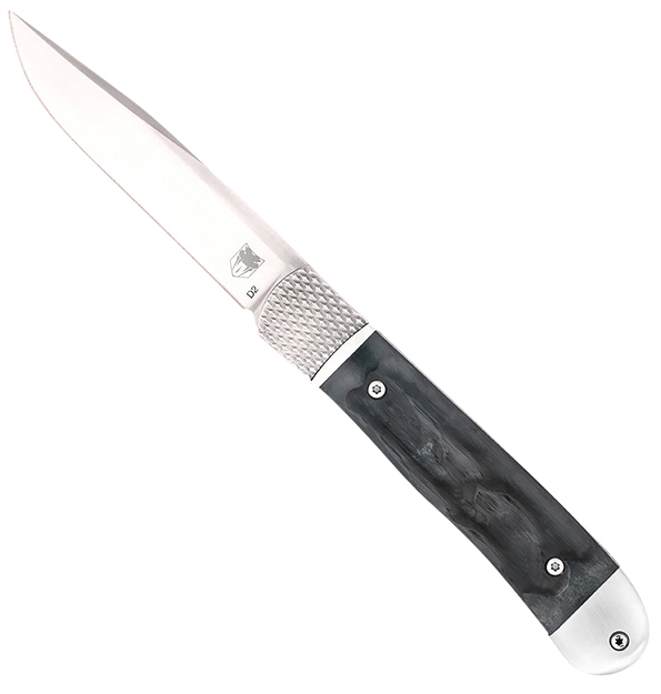 Picture of  Cobratec Knives Ctthrblk Trapper Hidden Release 3.12" Ots Drop Point Plain Satin D2 Steel Blade, 4.25" Black Bone Scales Handle
