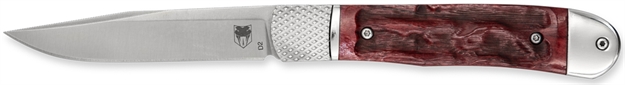 Picture of Cobratec Knives Ctthrred Trapper Hidden Release 3.12" Flip Open Drop Point Plain Satin D2 Steel Blade, 4.25" Red Textured Bone Handle CTTHRSTG