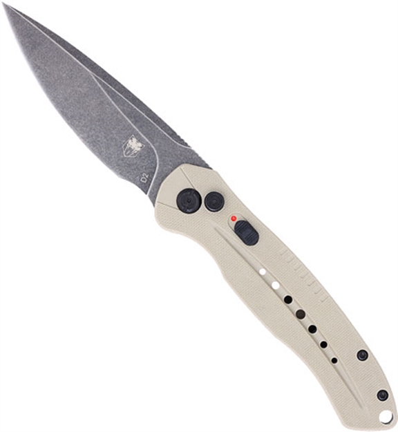 Picture of  Cobratec Knives Tandiabloauto Diablo  3.50" Folding Black Stonewashed D2 Steel Blade, 4.75" Tan Textured G10 Scales Handle 099654041170