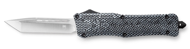 Picture of  Cobratec Knives Lcfctk1ltns Ctk-1  Large 3.75" Otf Tanto Plain D2 Steel Blade/Carbon Fiber Aluminum Handle Features Glass Breaker Includes Pocket Clip 099654024845