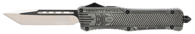 Picture of  Cobratec Knives Lswctk1ltns Ctk-1  Large 3.75" Otf Tanto Plain D2 Steel Blade/Stonewashed Aluminum Handle Features Glass Breaker Includes Pocket Clip 099654025057