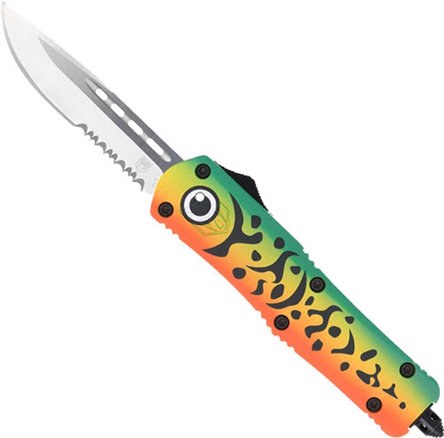 Picture of Cobratec Knives Medium Fs3 Otf Green Lure 3" Drop Point Serrated SS MFLGNFS3DS