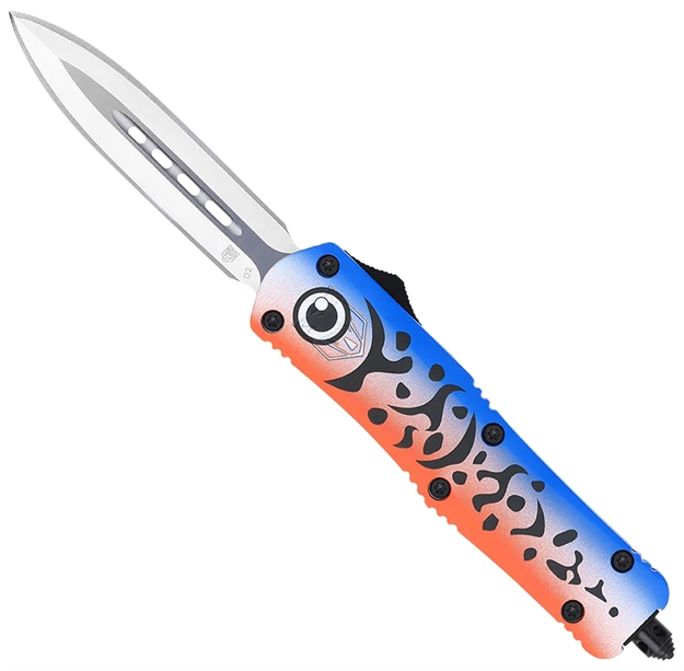Picture of  Cobratec Knives Mflblufs3dagns Fs-3 Blue Lure Medium 3" Otf Dagger Plain Satin D2 Steel Blade, 4.50" Blue Fishing Lure Aluminum Cerakoted Handle 099654041958