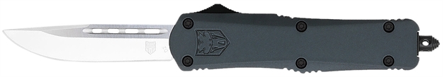 Picture of  Cobratec Knives Mgyfs3dns Fs-3  Medium 3" Otf Drop Point Plain D2 Steel Blade, 4.50" Gray Aluminum Alloy Handle