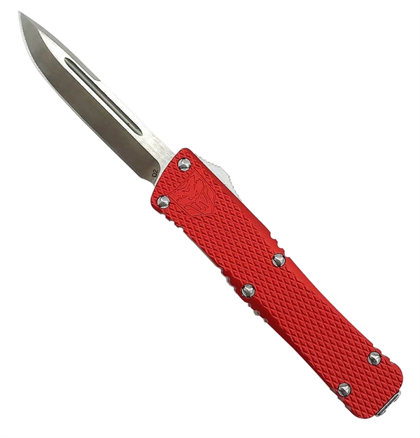 Picture of  Cobratec Knives Mkrmdns Mini Mamba  2.25" Otf Drop Point Plain D2 Steel Blade/Red Aluminum Handle Includes Pocket Clip