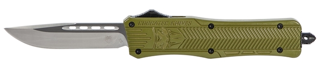 Picture of  Cobratec Knives Modctk1mdns Ctk-1  Medium 3" Otf Drop Point Plain D2 Steel Blade/Od Green Aluminum Handle Features Glass Breaker Includes Pocket Clip 099654023428
