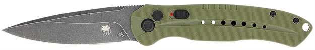 Picture of  Cobratec Knives Odgdiabloauto Diablo  3.50" Folding Black Stonewashed D2 Steel Blade, 4.75" OD Green Textured G10 Scales Handle 099654042344