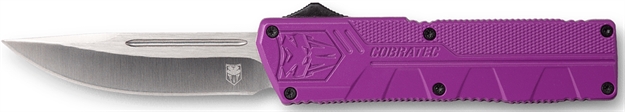 Picture of  Cobratec Knives Purctlwdns Lightweight  3.25" Otf Drop Point Plain D2 Steel Blade/Purple Aluminum Handle Includes Pocket Clip