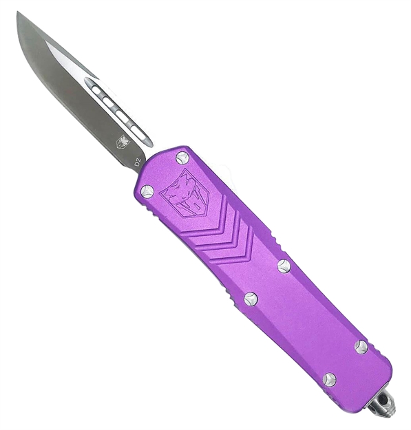 Picture of  Cobratec Knives Spurfsxsdns Fs-X  Small 2.50" Otf Plain D2 Steel Blade/Purple Anodized Aluminum Handle Features Glass Breaker Includes Pocket Clip