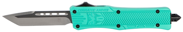 Picture of  Cobratec Knives Stfctk1stns Ctk-1  Small 2.75" Otf Tanto Plain D2 Steel Blade/Tiffany Blue Aluminum Handle Features Glass Breaker Includes Pocket Clip 099654022810
