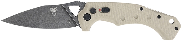 Picture of  Cobratec Knives Tanafryk Ryker  3.75" Folding Plain Black Stonewashed D2 Steel Blade, 5" Tan Textured G10 Handle
