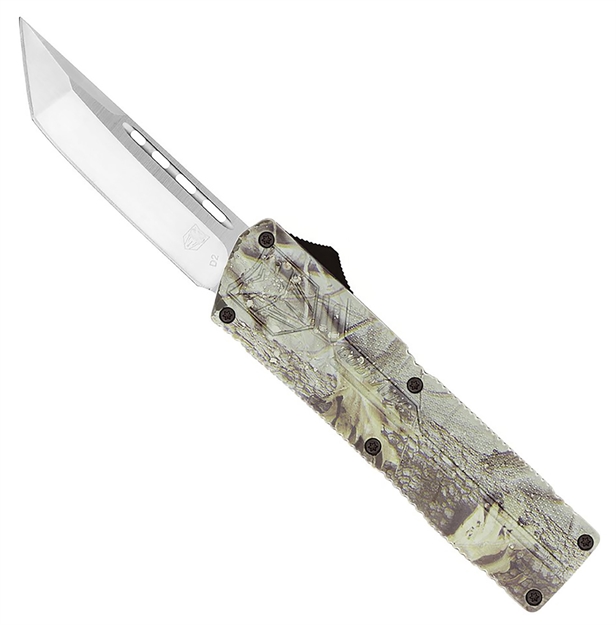 Picture of  Cobratec Knives Wdctlwtns Lightweight  3.25" Otf Tanto Plain D2 Steel Blade/Woodland Camo Aluminum Handle Includes Pocket Clip