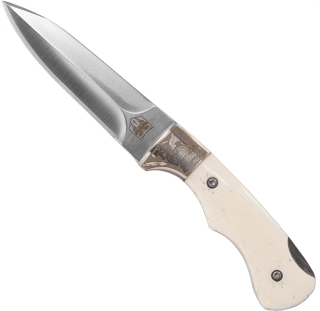 Picture of Cobratec Knives White Push Dagger 3" Folder W/ Leather Sheath FWPD 099654028980