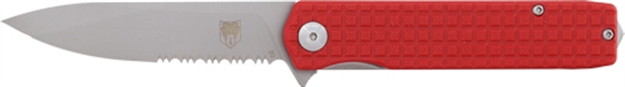Picture of Cobratec Medium Cayden 3.25" Red/Ss D2 Serrated Blade! MCTCAYDENRDDS