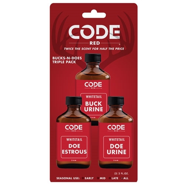 Picture of Code Blue Red Deer Lure Bucks-N- Does Triple Pack 2Fl Oz/Ea OA1326