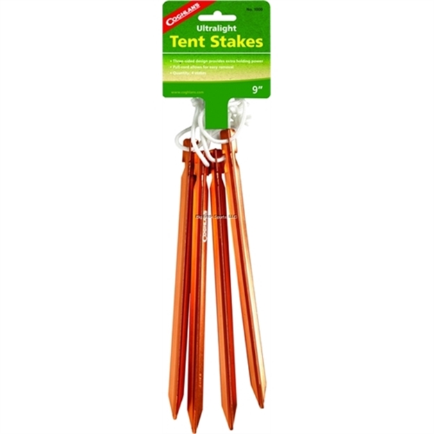 Picture of Coghlans Ltd. Ultralight 9" Orange Anodized Alum Tent Stakes 4Pk