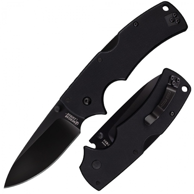Picture of  Cold Steel Cs58m AK  3.50" Folding Clip Point Plain Black Matte S35vn SS Blade/5.50" Black G10 Handle Includes Belt Clip