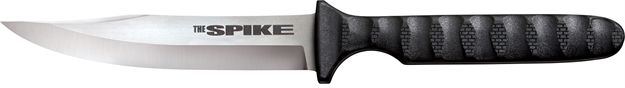 Picture of  Cold Steel Cs-53Nbs Spike  4" Fixed Bowie Plain 4116 Stainless Steel Blade/Black Scalloped Griv-Ex Handle Includes Sheath