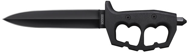 Picture of  Cold Steel Cs-80Ntp Chaos Double Edge 7.50" Fixed Plain Black Sk-5 High Carbon Blade/Black W/ "D" Ring Guards Aluminum Handle