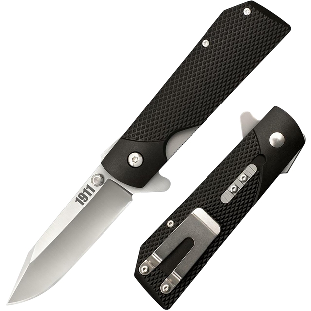 Picture of  Cold Steel Cs20npjaa 1911  3" Folding Clip Point Plain 4034 SS Blade/Black Checkered Griv-Ex Handle Includes Pocket Clip