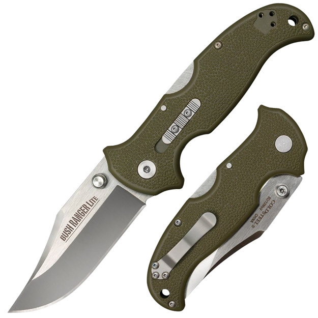 Picture of  Cold Steel Cs21a Bush Ranger Lite 3.50" Folding Clip Point Plain 8Cr13mov SS Blade/Black Gfn Handle Includes Pocket Clip 705442017776