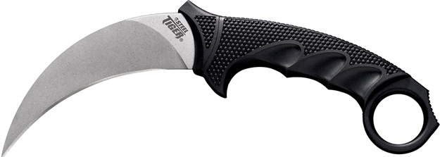 Picture of  Cold Steel Cs49kst Steel Tiger  4.75" Fixed Plain Stone Washed Japanese Aus-8A SS Blade/Black W/Thumb Shelf & Finger Ring Griv-Ex W/Overmold Kray-Ex Handle 705442016243