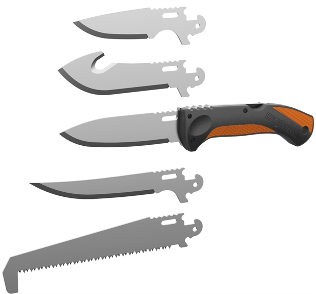 Picture of Cold Steel Csccfldkit Click-N-Cut Field Kit Includes Caper Blade, Skinning Blade W/Gut Hook, General Purpose Blade, Boning Blade, Bone Saw, Handle & Case CS-CC-FLDKIT 813628005926