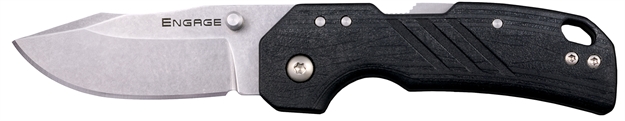 Picture of Cold Steel Csfl25dplc Engage  2.50" Folding Clip Point Plain Stonewashed 4116 SS Blade/Black Gfn Handle Includes Belt Clip CS-FL-25DPLC