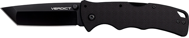 Picture of Cold Steel Csflc3t10a Verdict  3" Folding Tanto Plain Black Matte Aus-10A SS Blade/Black G10 Handle Includes Belt Clip CS-FL-C3T10A 888151038017