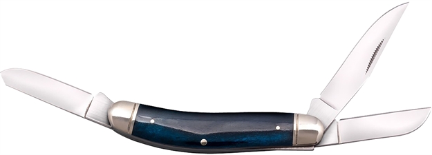Picture of Cold Steel Csflgstkmb Gentleman's Stockman 2"/2.10"/2.50" Folding Clip/Sheepsfoot/Spey Plain 8Cr13mov SS Blade/Dark Blue W/Polished Bolsters Bone Handle CS-FL-GSTKM-B