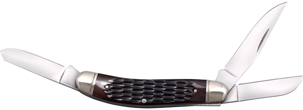 Picture of Cold Steel Csflgstkmj Gentleman's Stockman 2"/2.10"/2.50" Folding Clip/Sheepsfoot/Spey Plain 8Cr13mov SS Blade/Brown Jigged W/Polished Bolsters Bone Handle CS-FL-GSTKM-J 888151038680