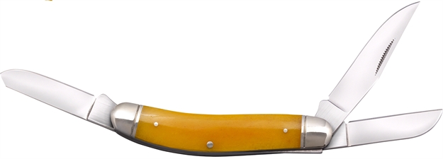 Picture of Cold Steel Csflgstkmy Gentleman's Stockman 2"/2.10"/2.50" Folding Clip/Sheepsfoot/Spey Plain 8Cr13mov SS Blade/Yellow W/Polished Bolsters Bone Handle CS-FL-GSTKM-Y 888151038918