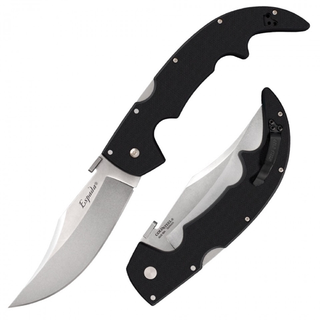 Picture of  Cold Steel Cs62mgd Espada  Large 5.50" Folding Clip Point Plain S35vn SS Blade/6.75" Black W/Polished Bolsters G10 Handle Includes Belt Clip