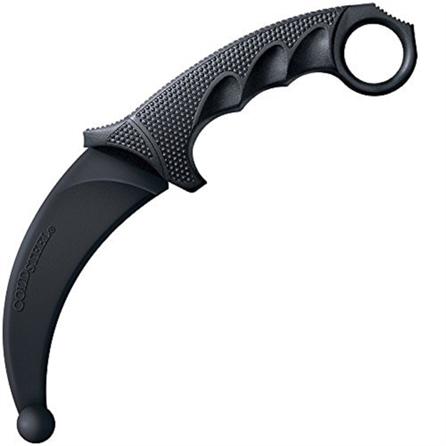 Picture of  Cold Steel Cs92r49 Karambit Rubber Trainer 4" Fixed Plain Black Santoprene Blade/Black Deep Checkered W/Ring Pommel Santoprene Handle 705442018353