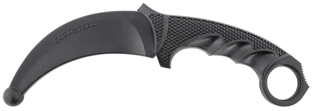 Picture of  Cold Steel Cs92r49 Karambit Rubber Trainer 4" Fixed Plain Black Santoprene Blade/Black Deep Checkered W/Ring Pommel Santoprene Handle