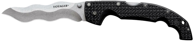 Picture of  Cold Steel Cs29axw Voyager  XL 5.50" Folding Kris Plain Aus-10A SS Blade Black Griv-Ex W/Aluminum Liners Handle