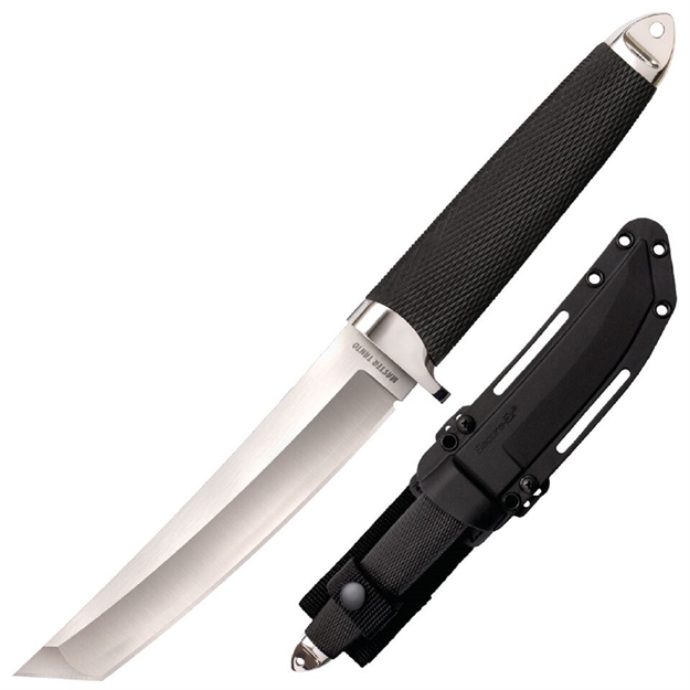 Picture of  Cold Steel Cs-35Ab San Mai Master 6" Fixed Tanto Plain Satin Vg-10 San Mai Blade/Black Textured/Oval Kray-Ex Handle Includes Sheath 705442018049