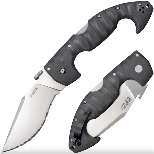 Picture of Cold Steel Cs21st Spartan  4.50" Folding Plain Stone Washed Japanese Aus-10A SS Blade/Black Griv-Ex W/Steel Liners Handle Includes Pocket Clip 21SC 705442017783