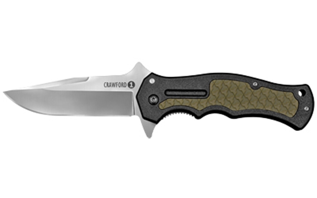 Picture of  Cold Steel Cs20mwc Crawford 1 3.50" Folding Plain 4034 Stainless Steel Blade/Black W/Od Green Traction Inlays Grn Handle Includes Pocket Clip 705442018674