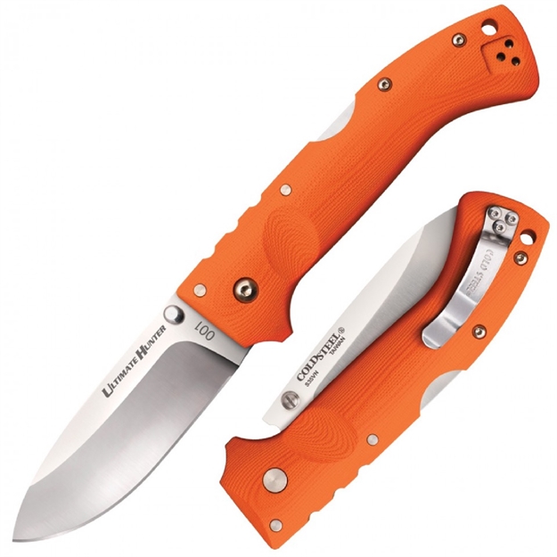 Picture of  Cold Steel Cs30ury Ultimate Hunter  3.50" Folding Drop Point Plain American S35vn Blade/5" Orange G10 Handle Includes Belt Clip