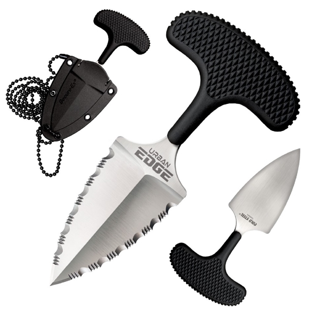 Picture of  Cold Steel Cs43xlss Urban Edge  2.50" Fixed Serrated Stone Washed Japanese Aus-8A SS Blade/Black Textured Kray-Ex Handle