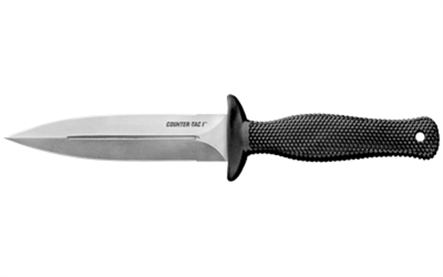 Picture of  Cold Steel Cs10bctl Counter Tac I 5" Fixed Spear Point Plain Stone Washed Aus-8A SS Blade/ Black Textured Kray-Ex Handle Includes Belt Clip/Sheath 705442016274