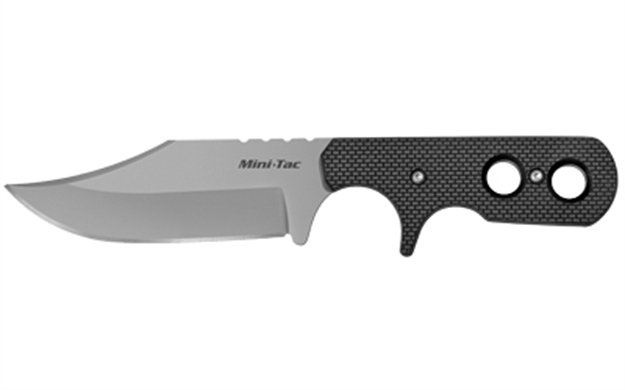 Picture of  Cold Steel Cs-49Hcf Mini Tac 3.63" Fixed Bowie Plain Stone Washed 8Cr13mov SS Blade/ Black Griv-Ex Handle Includes Bead Chain Lanyard/Sheath