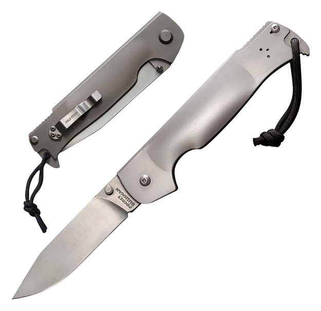 Picture of Cold Steel Cs95fb Bushman Pocket 4.50" Folding Clip Point Plain Stone Washed 4116 Stainless Steel Blade/Stone Washed 420 Stainless Steel Handle Includes Pocket Clip 95FBZ 705442007364