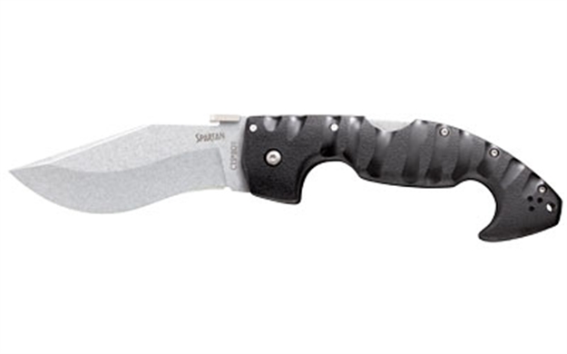Picture of Cold Steel Cs21st Spartan  4.50" Folding Plain Stone Washed Japanese Aus-10A SS Blade/Black Griv-Ex W/Steel Liners Handle Includes Pocket Clip 21SC 705442017783