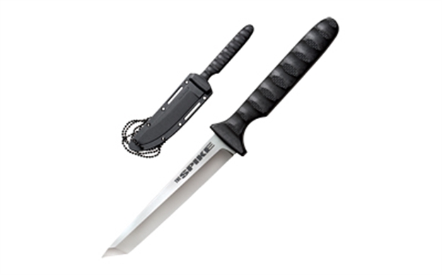 Picture of Cold Steel Cs-53Nct Spike  4" Fixed Tanto Plain Cryo 4116 SS Blade/Black Scalloped Griv-Ex Handle Includes Bead Chain Lanyard/Sheath 53NCTZ 705442010128